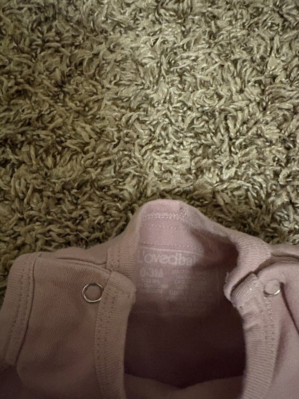 L'oved Baby Organic Cotton Dress 0-3 Months Mauve Pink Ruffle Hem Pockets Snaps - Picture 2 of 3